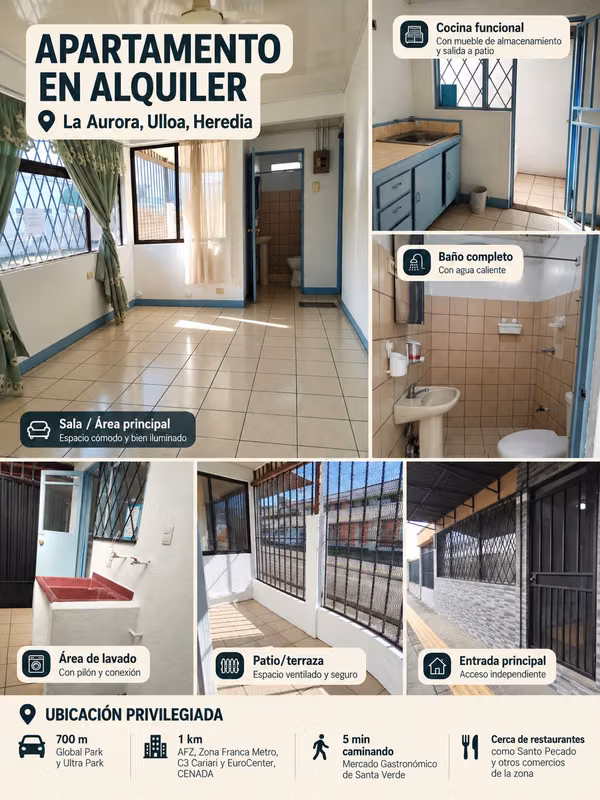 Alquiler de apartamento en La Aurora, Heredia
